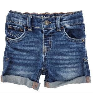 Cat & Jack Jean Shorts Size 12mo Total Flex Cuffed Blue Stretch Denim Jorts